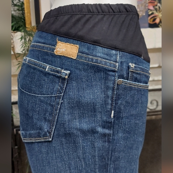PAIGE PREMIUM DENIM Dark Wash Boot Cut Blue Denim Maternity Jeans Women's 31 - Picture 10 of 15